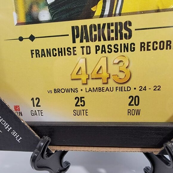 Highland Mint Green Bay Packers Aaron Rogers Franchise Record Framed Ticket NEW - Picture 3 of 5